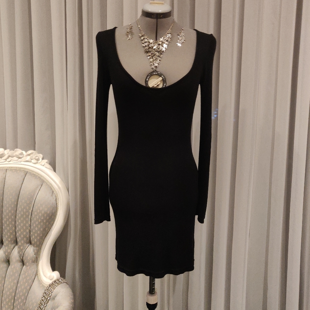 Little black dress with long sleeves